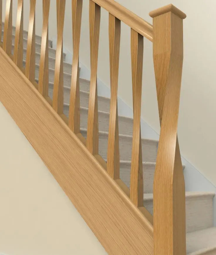 EFS-202501-34" 1 1/4 X 34 Inch Square Top Twist Wooden Baluster or Spindle for Indoor Staircase