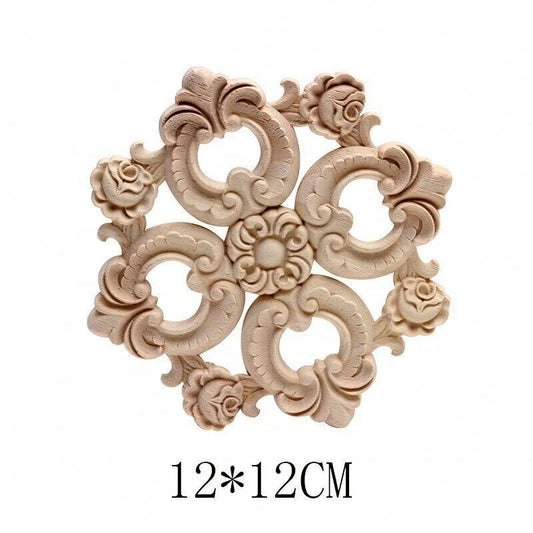 Decorative Furniture Accessories Carved Rosette Wood Ornaments for Furniture Wood Carved Furniture Parts