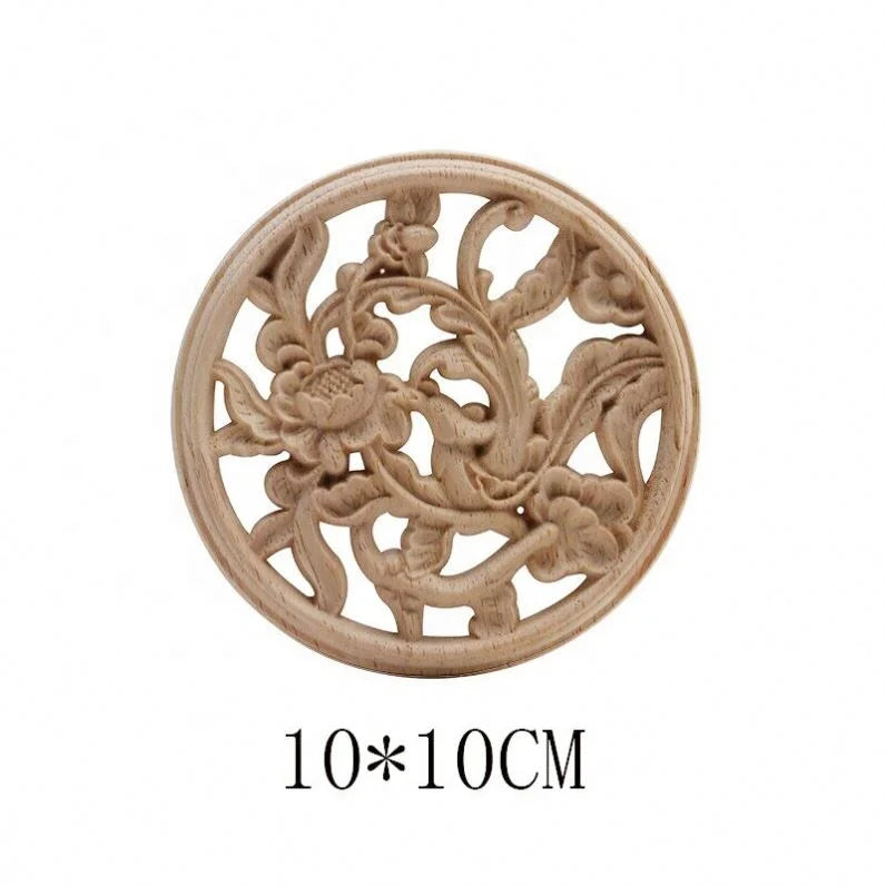 Decorative Furniture Accessories Carved Rosette Wood Ornaments for Furniture Wood Carved Furniture Parts