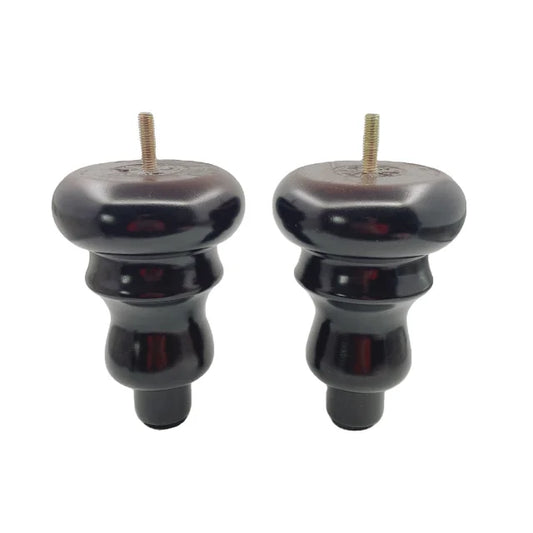 9 Inch Furniture Accessories Large Turned Black Wooden Bun Feet Living Room  Sofa Legs with Threaded M8 Hanger Bolts