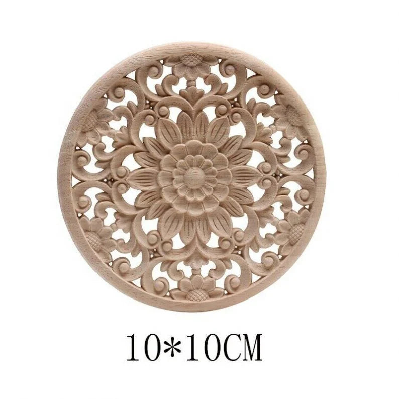 Decorative Furniture Accessories Carved Rosette Wood Ornaments for Furniture Wood Carved Furniture Parts
